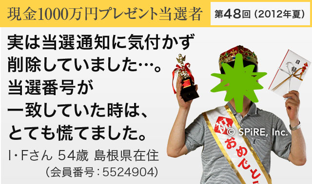 第48回 現金1000万円プレゼント当選者